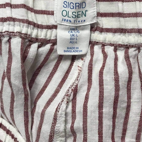 Sigrid Olsen brand size large stripped linen pants - Picture 6 of 6